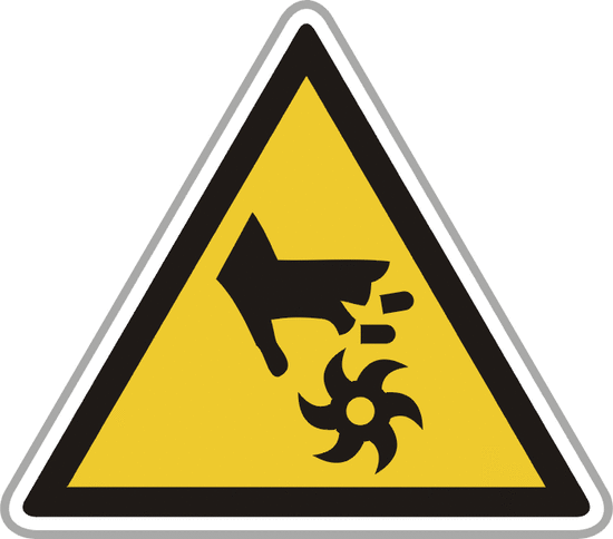 Peligro manos cuchilla rotativa