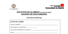 Solicitud usuario Educamadrid menores edad