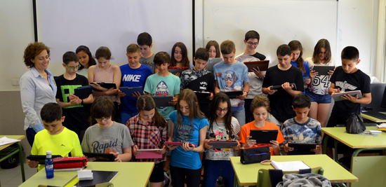 Tablets a la Mochila, 1º ESO C con su tutora