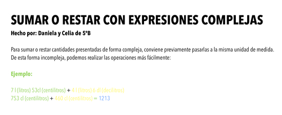 EXPRESIONES COMPLEJAS E INCOMPLEJAS. SUMAR Y RESTAR