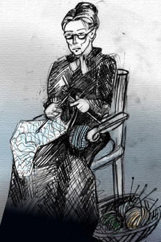 Guillermina tejiendo