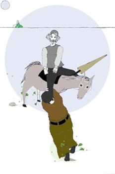 Cap. XX. Sancho asustado se abraza a la pierna de Don Quijote