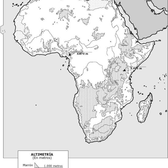 Mapa fisico Africa mudo