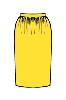 Falda recta fruncida