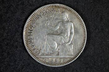 Reverso una peseta de la Segunda República Española, 1934