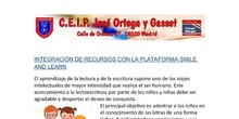 INTEGRACIÓN DE RECURSOS CON LA PLATAFORMA SMILE AND LEARN