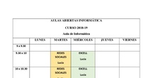 Horarios Aulas Abiertas Informática 2018-19