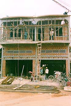 Construcción de edificio en Luang Prabang, Laos