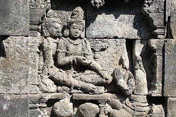 Detalle de relieves, Templo Borobudur, Jogyakarta, Indonesia