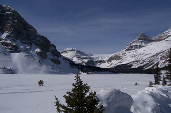  Glaciar y Lago Bow helado, Parque Nacional Banff