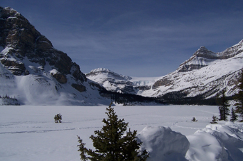  Glaciar y Lago Bow helado, Parque Nacional Banff