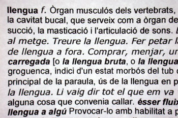 Entrada de diccionario en lengua catalana