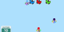 Añade en OctoStudio varios personajes que se mueven con la tablet en un juego de recoger objetos