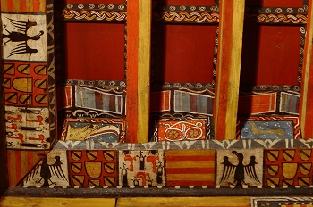 Detalle de pintura en alfarje. Motivos decorativos, Huesca