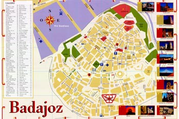 Plano turístico de Badajoz