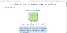 MATEMÁTICAS 5º. ÁREA DEL CUADRADO Y DEL RECTÁNGULO