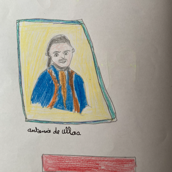 Ilustración incluida en el catálogo del platino (Pt) donde se representa a su descubridor: Antonio de Ulloa