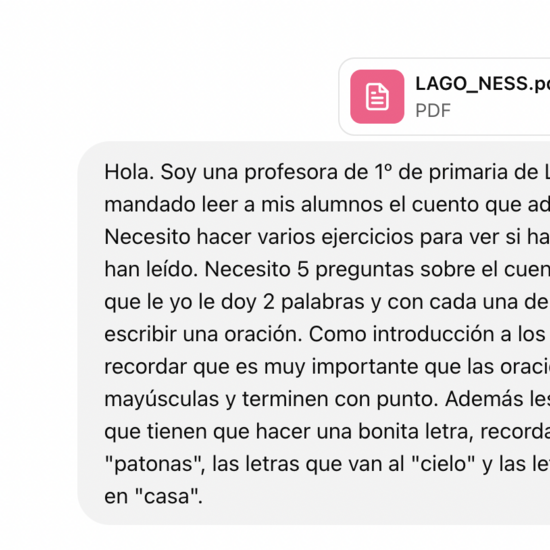 Lengua castellana con IA: Prompt chat gpt El lago Ness