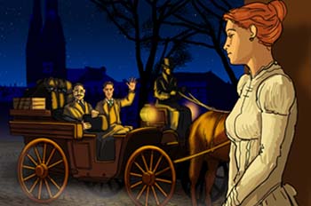 Viaje al centro de la Tierra: Axel despidiéndose de Graüben