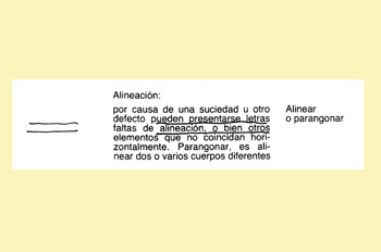 Signo de corrección: alinear