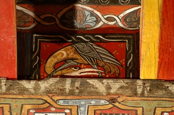 Detalle de pintura en alfarje. Pájaro, Huesca