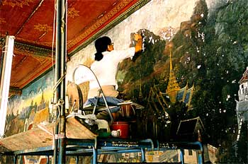 Reconstucción de frescos, Bangkok, Tailandia