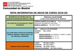Nota informativa Curso 2019/20
