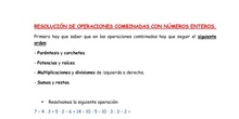 Operaciones combinadas de números enteros