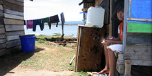 Vida cotidiana, Campamento de pescado, Alunaga, Sumatra, Indones