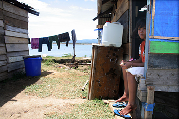 Vida cotidiana, Campamento de pescado, Alunaga, Sumatra, Indones