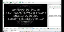 Cuadrado, octógono y polígonos estrellados de paso 2 y 3 inscritos en una circunferencia LIBRECAD