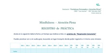 Registro de práctica mindfulness. Seminario Atención plena y Fortalezas personales. IES Salvador Dalí. Curso 2020-21