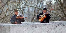 Músicos callejeros en Budapest, Hungría