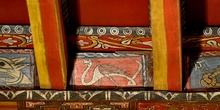 Detalle de pintura en alfarje. Dragón, Huesca