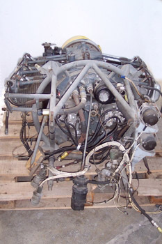 Vista posterior de un motor opuesto de 6 pistones