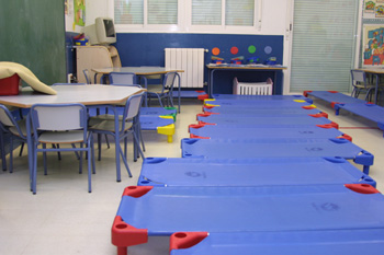 Aula preparada para la siesta