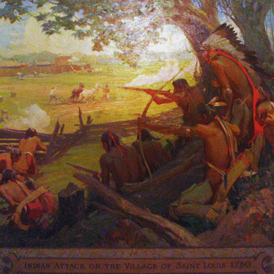Painting of the Defense of Fernando de Leyba in St. Louis.