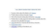 All about characters (didactic unit)