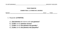MODELO DE EXAMEN ADAPTADO DE BIOLOGÍA (Tema: La tierra)