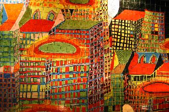 Azulejo en la estación de metro Oriente, Lisboa, Portugal