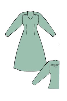 Vestido de manga-canesú o mixta