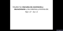 Ejemplo de máximo, mínimos y crecimiento en función polinómica