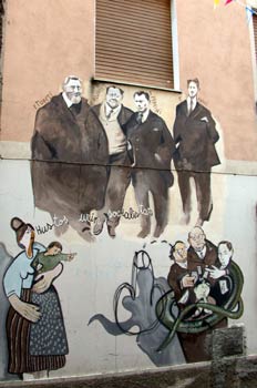 Murales en las calles de Orgosolo, Cerdeña, Italia