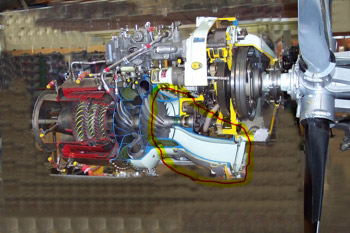 Toma de admisión de aire en un motor turbohélice