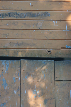 Pared de una chabola de Quilombo, Sao Paulo, Brasil