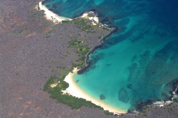 Vista aérea del litoral de Baltra, Ecuador