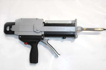 Pistola de aplicación de adhesivos bicomponentes