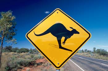 Señal de tráfico (peligro canguros), Australia