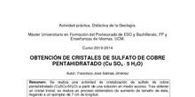OBTENCIÓN DE GRANDES CRISTALES DE SULFATO DE COBRE