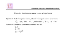 Ejercicios de números reales, radicales y logaritmos.